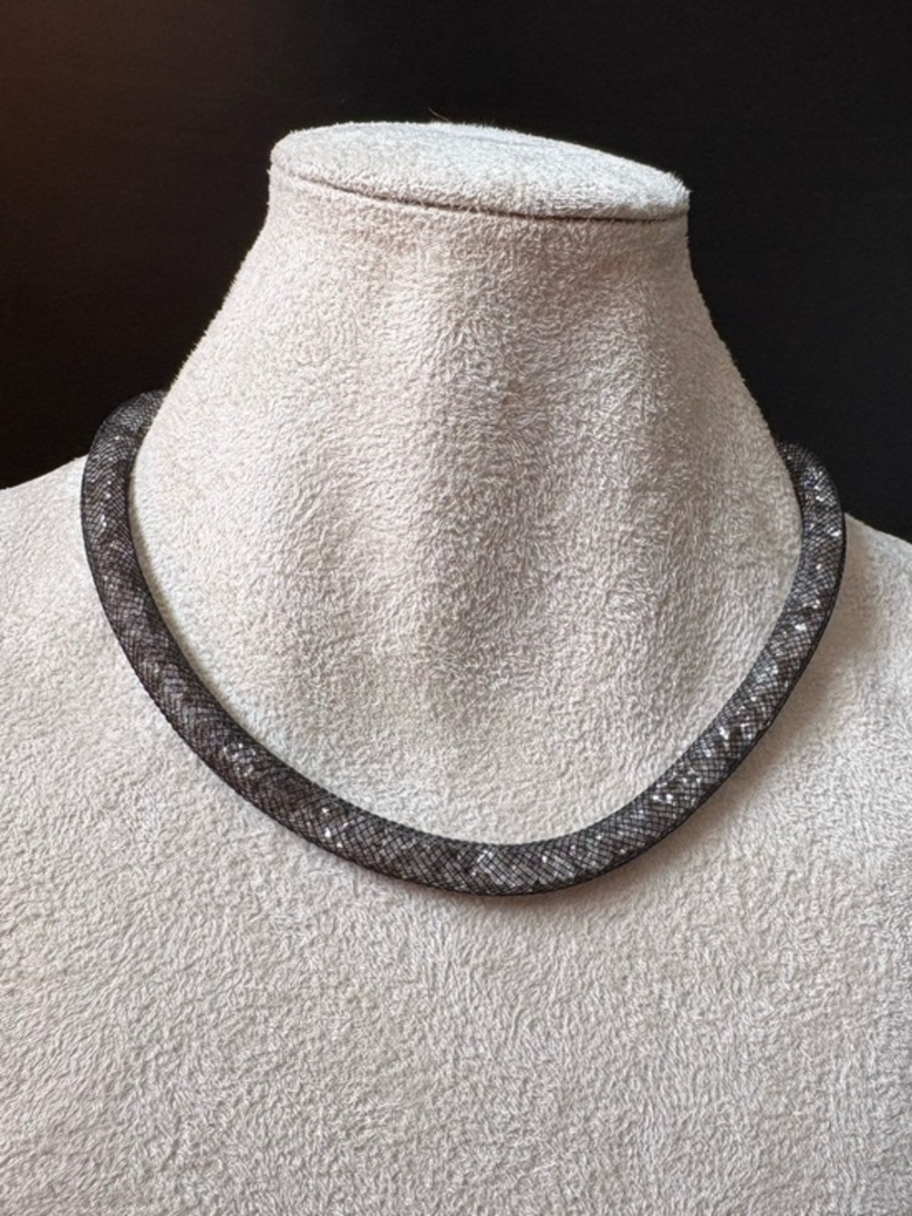 Swarovski - Stardust Black Crystal Mesh Necklace or Double-wrap Bracelet